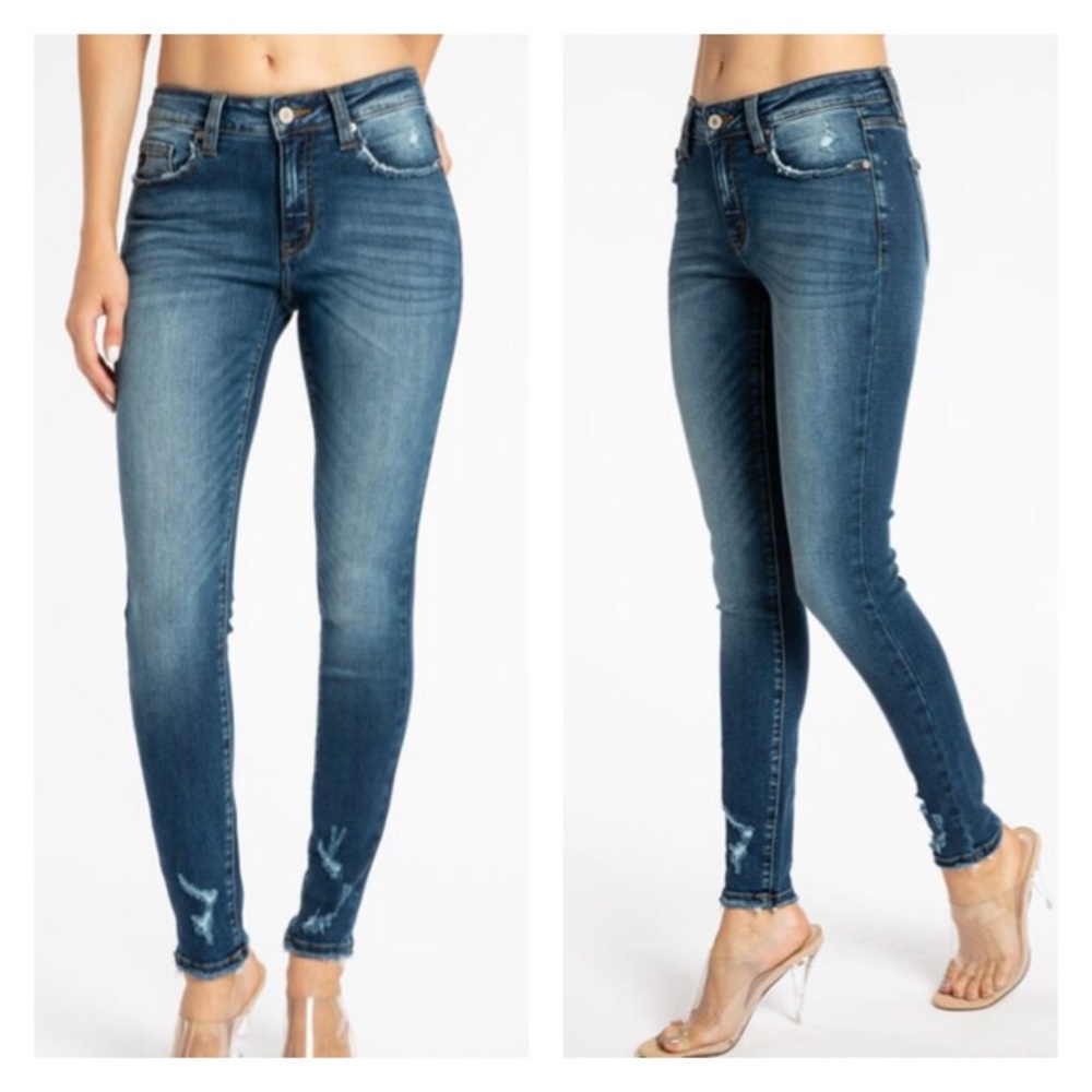5 Pack Dark Wash Mid Rise Skinny Jeans
